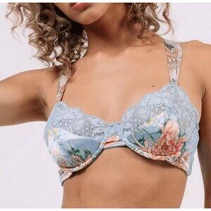 We Are HAH Free People After Hours Bra B 30 32 34 36 38 Floral French Blue Lace